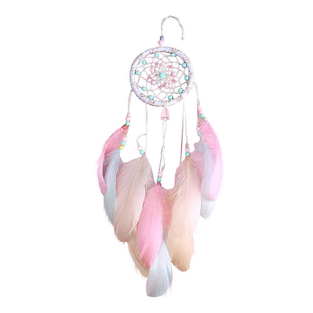 Qingsm Attrape-rêves fait à la main avec de belles plumes naturelles Rose Qingsm Attrape-rêves fait à la main avec de belles plumes naturelles Rose