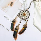 Grand attrape-rêve indien traditionnel aborigène plume d'aigle perles en bois et fil de coton