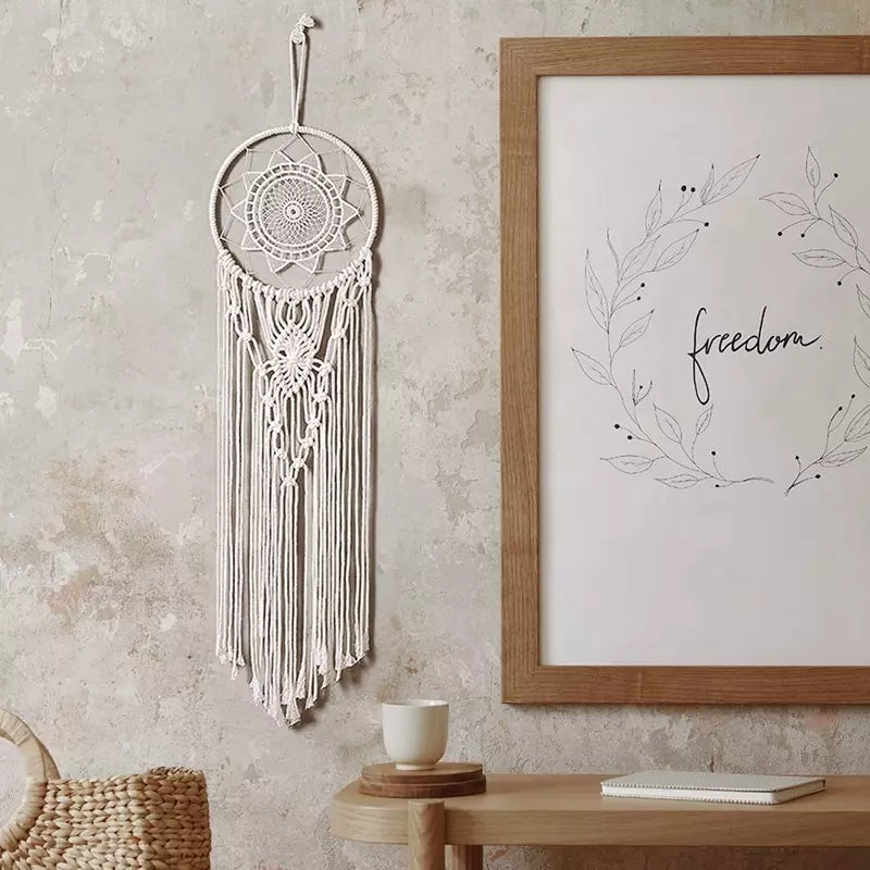 Capteur De Rêves Dreamcatcher, Plume Colorée Perle Blanche Dream Catcher Gland Indien Tissé Appartement Maison Artisanat Ethnique Fait À La Main, Décoration Murale De Chambre De Cadeau De Mariage