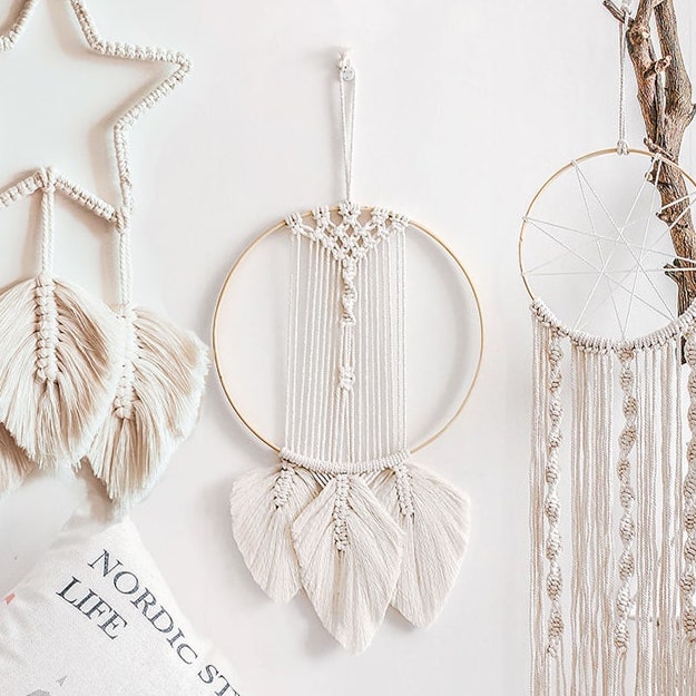 Attrape-rêves Noir En Macramé - Décoration Murale Bohème Faite Main, Environ 80 Cm, Pour Chambre Ou Salon - 11