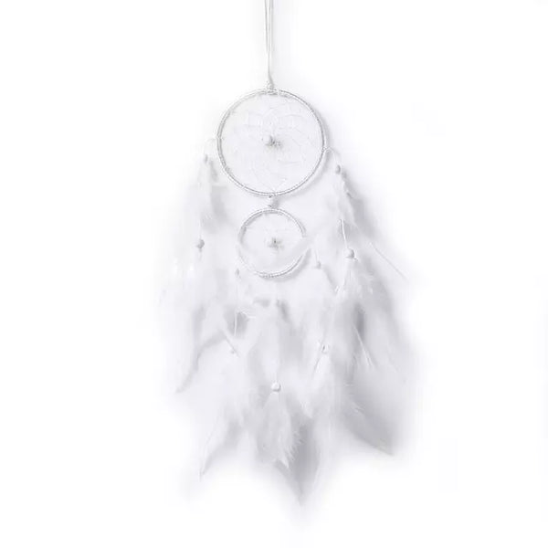 Attrape-rêve Blanc - Décoratif Ethnique, 25 Cm, Fait Main - Pour De Beaux Rêves