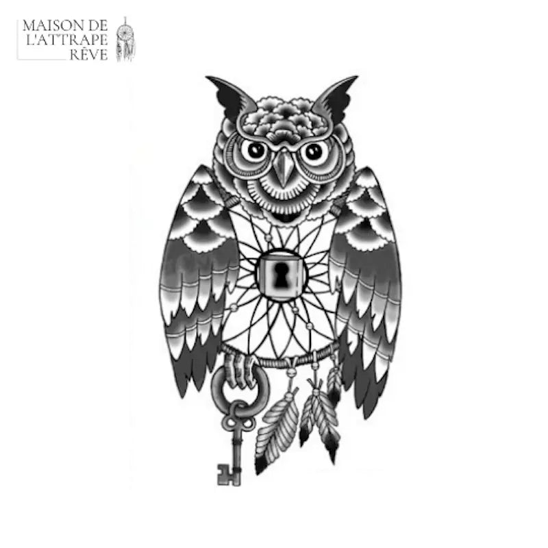 Tatouage attrape-rêve grand hibou
