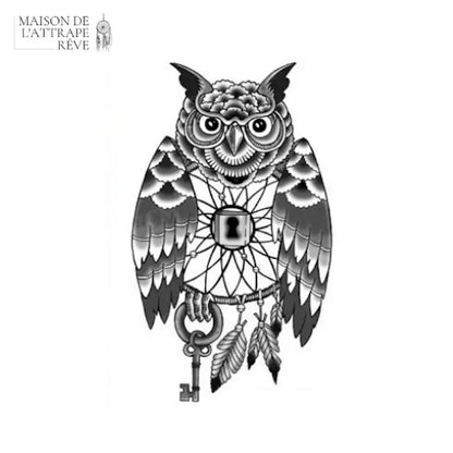 Tatouage attrape-rêve grand hibou