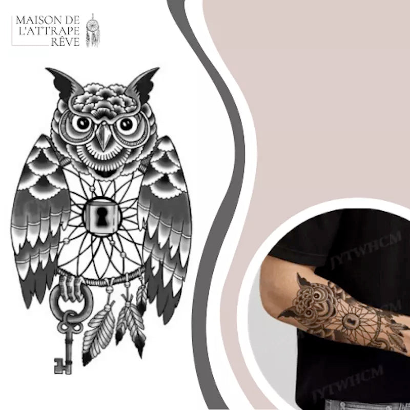 Tatouage Attrape-rêve hibou protecteur 