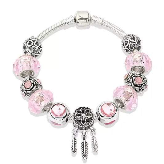 Bracelet attrape-rêve rose